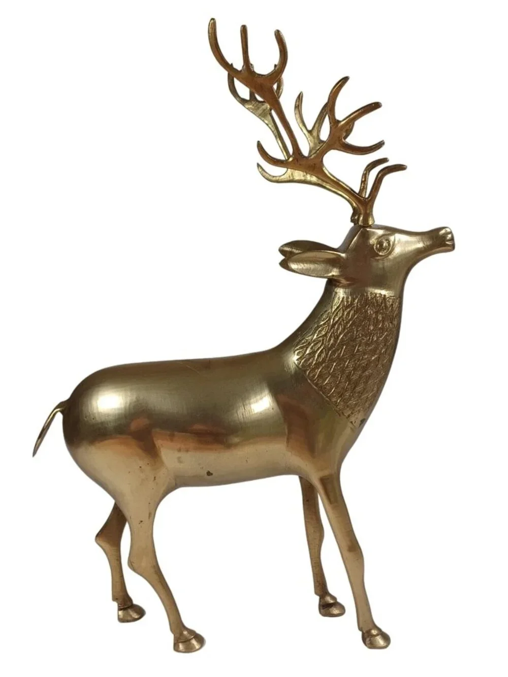 Vintage Mid Century Brass Reindeer Deer Sculpture Figurine Hollywood Regency 15.
